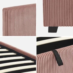 Bed met lattenbodem en hoofdeinde, 90 x 190cm, corduroy