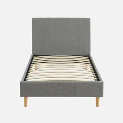 Bed met lattenbodem en hoofdeinde, stoffen afwerking