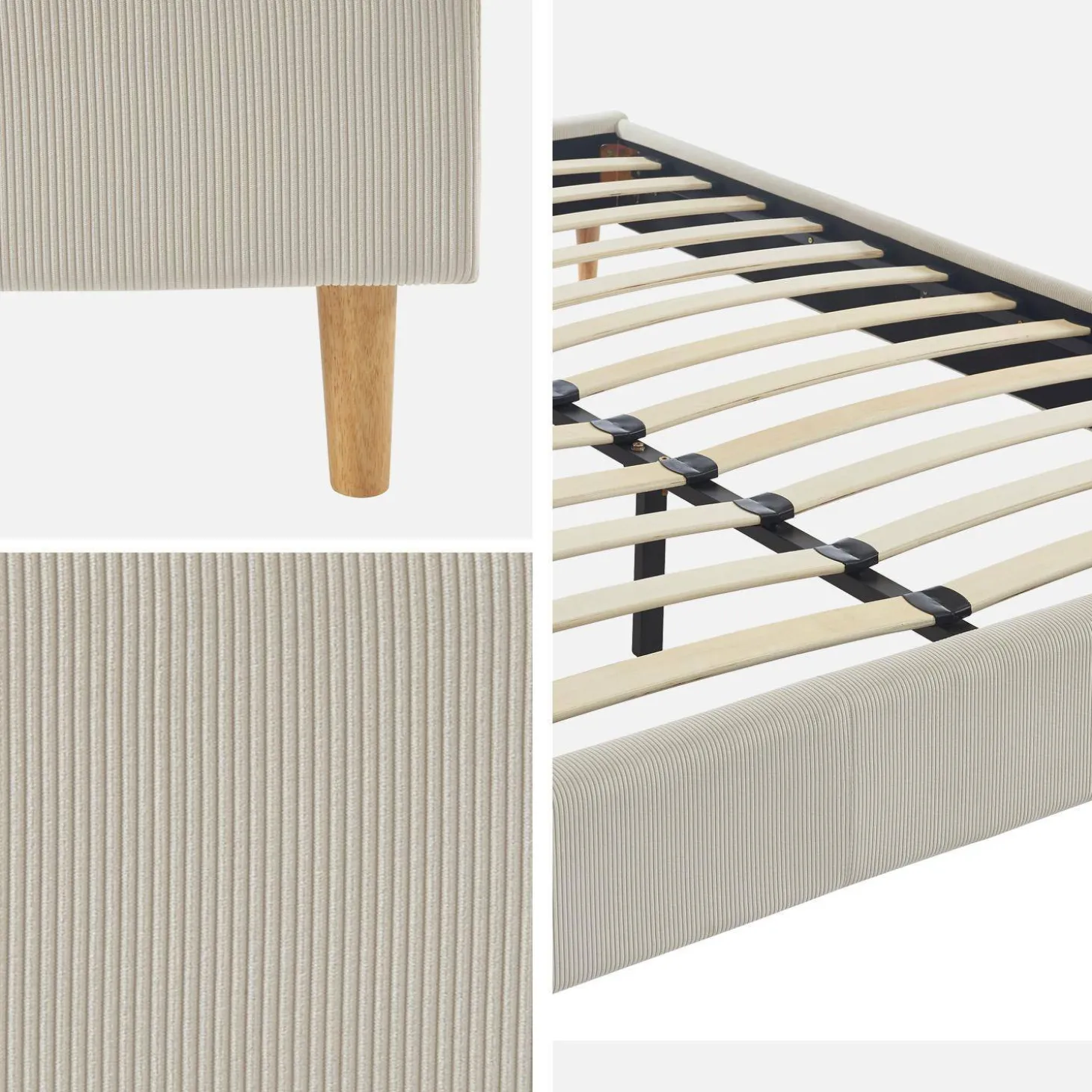 Bed met lattenbodem 160 x 200cm corduroy (fijne rib)