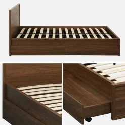 Bed 140x190cm met 4 lades inclusief lattenbodem en hoofdbord houtdecor
