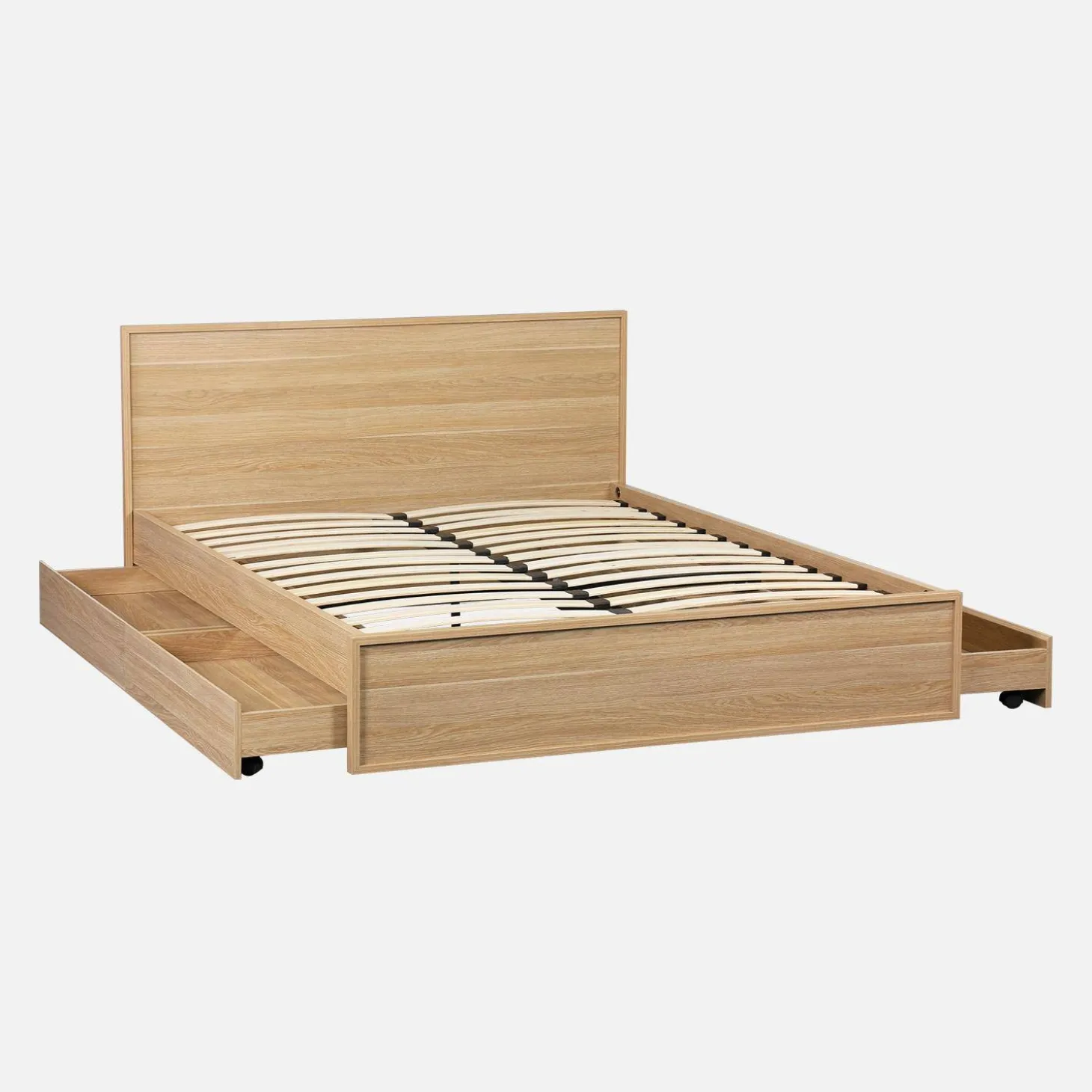 Bed 140x190cm met 4 lades inclusief lattenbodem en hoofdbord houtdecor