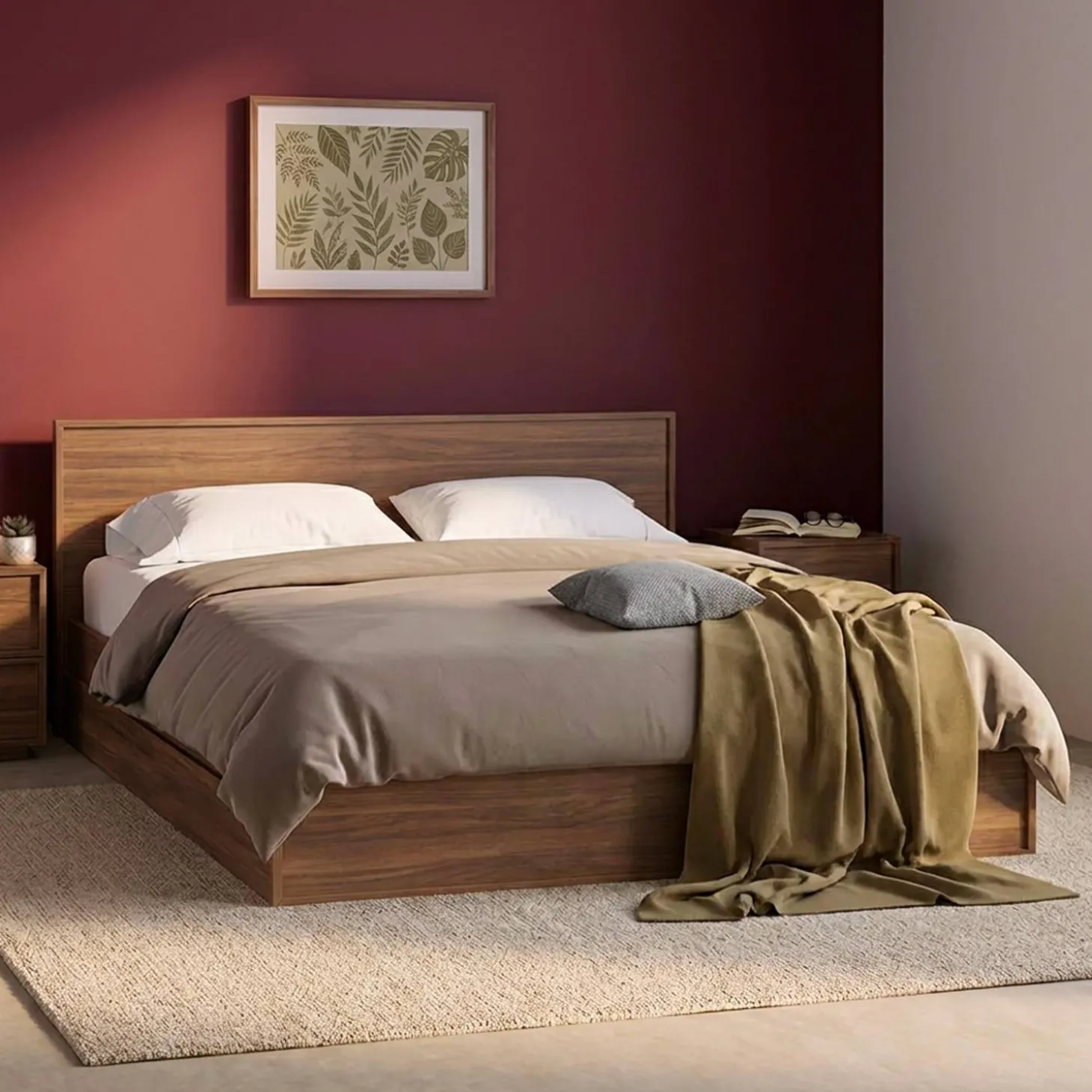 Bed 160x200cm met 4 lades inclusief lattenbodem en hoofdbord houtdecor