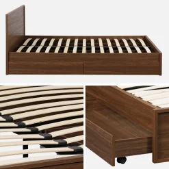 Bed 160x200cm met 4 lades inclusief lattenbodem en hoofdbord houtdecor