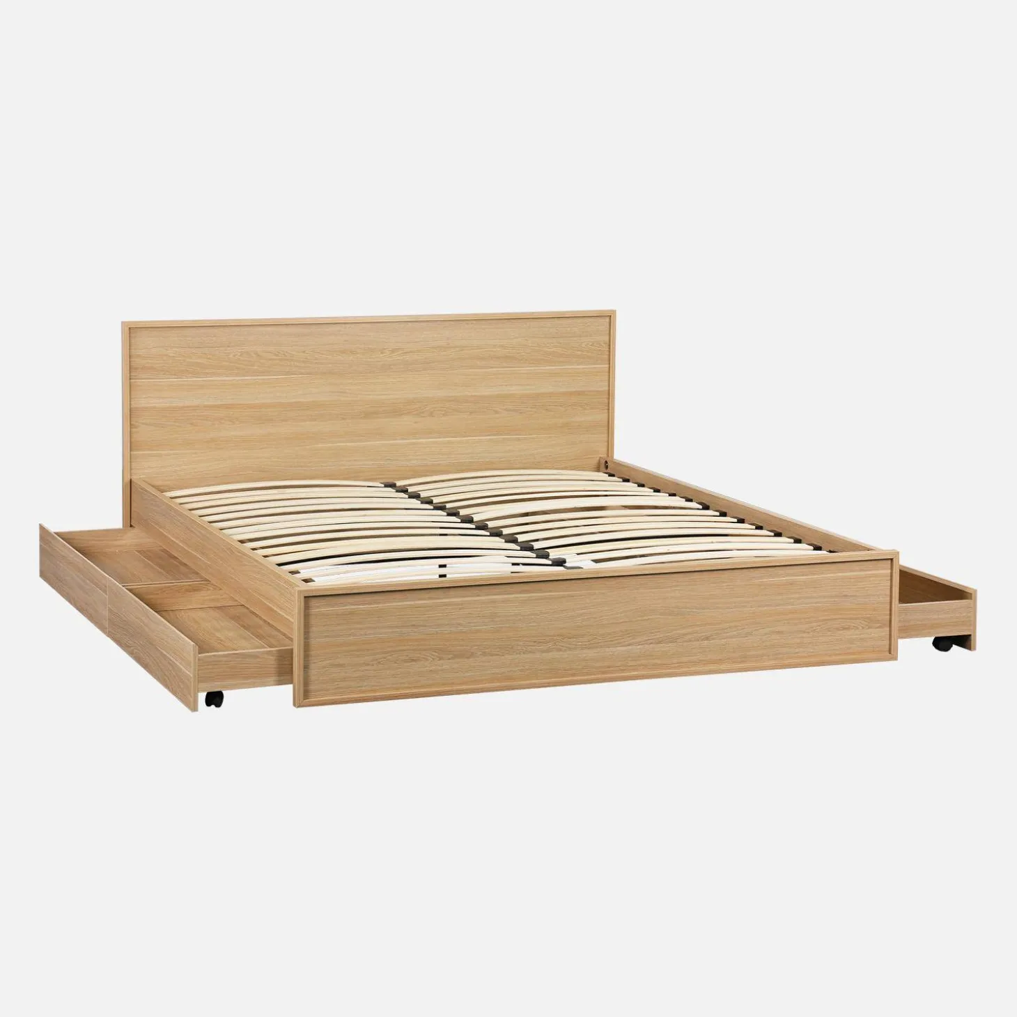 Bed 160x200cm met 4 lades inclusief lattenbodem en hoofdbord houtdecor