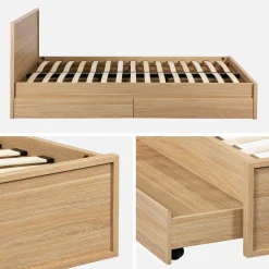 Bed 160x200cm met 4 lades inclusief lattenbodem en hoofdbord houtdecor