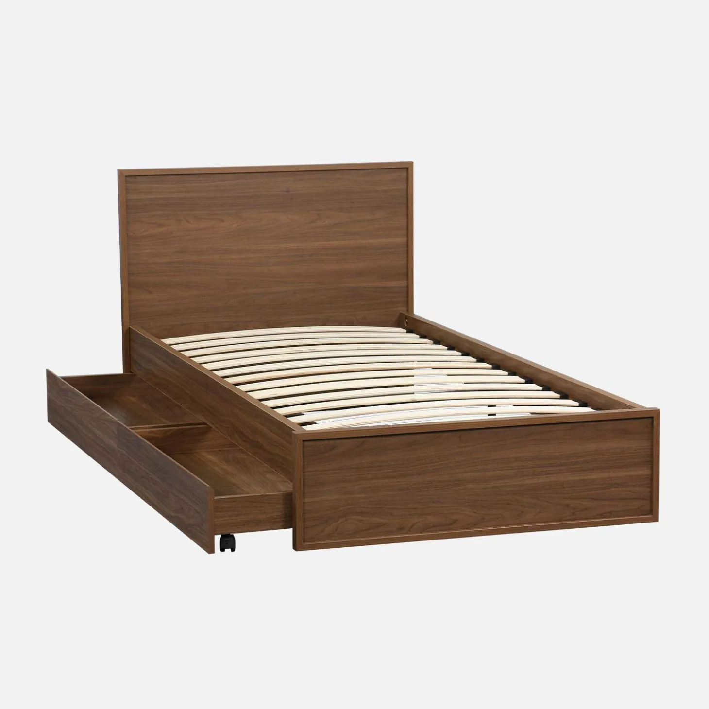 Bed 90x190cm met 2 lades inclusief lattenbodem en hoofdbord houtdecor