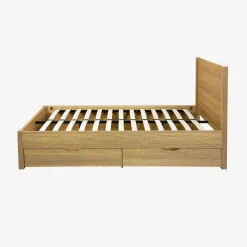 Bed 160 x 200cm met 4 lades lattenbodem en hoofdbord houtdecor