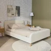 Bed 140x190cm met lattenbodem en gestoffeerd hoofdbord bouclé
