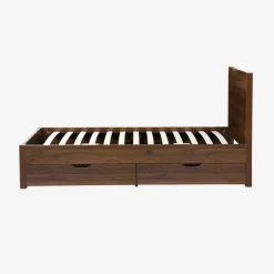 Bed 90x190cm met lattenbodem hoofdbord en 4 laden houtdecor