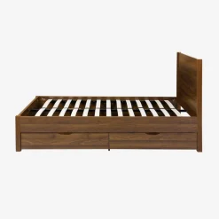 Bed 140x190cm met lattenbodem hoofdbord en 4 laden houtdecor