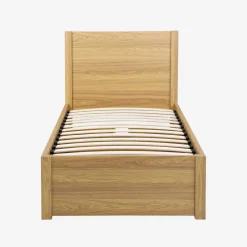 Bed 90x190cm met lattenbodem hoofdbord en 4 laden houtdecor