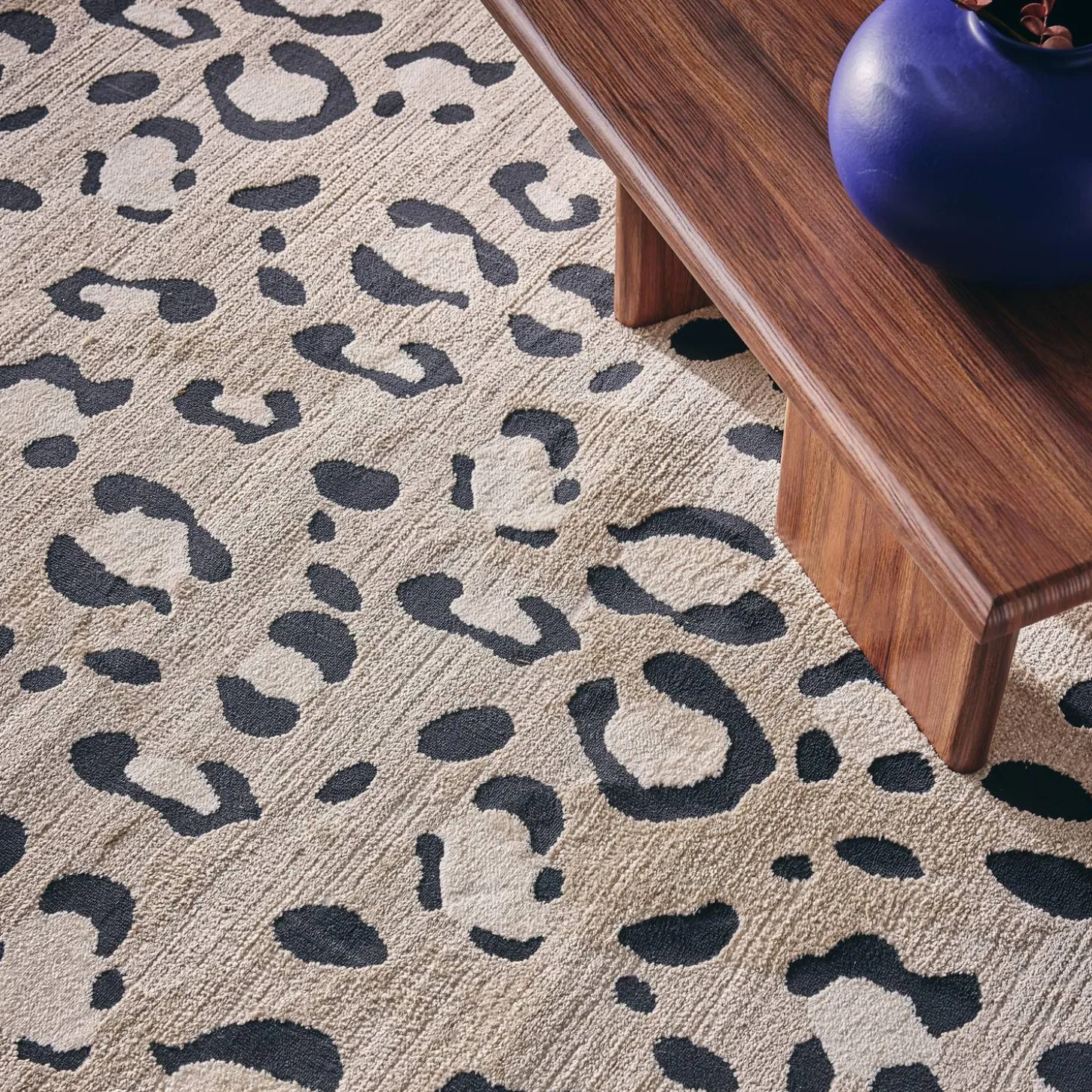 Beige luipaardmotief binnentapijt