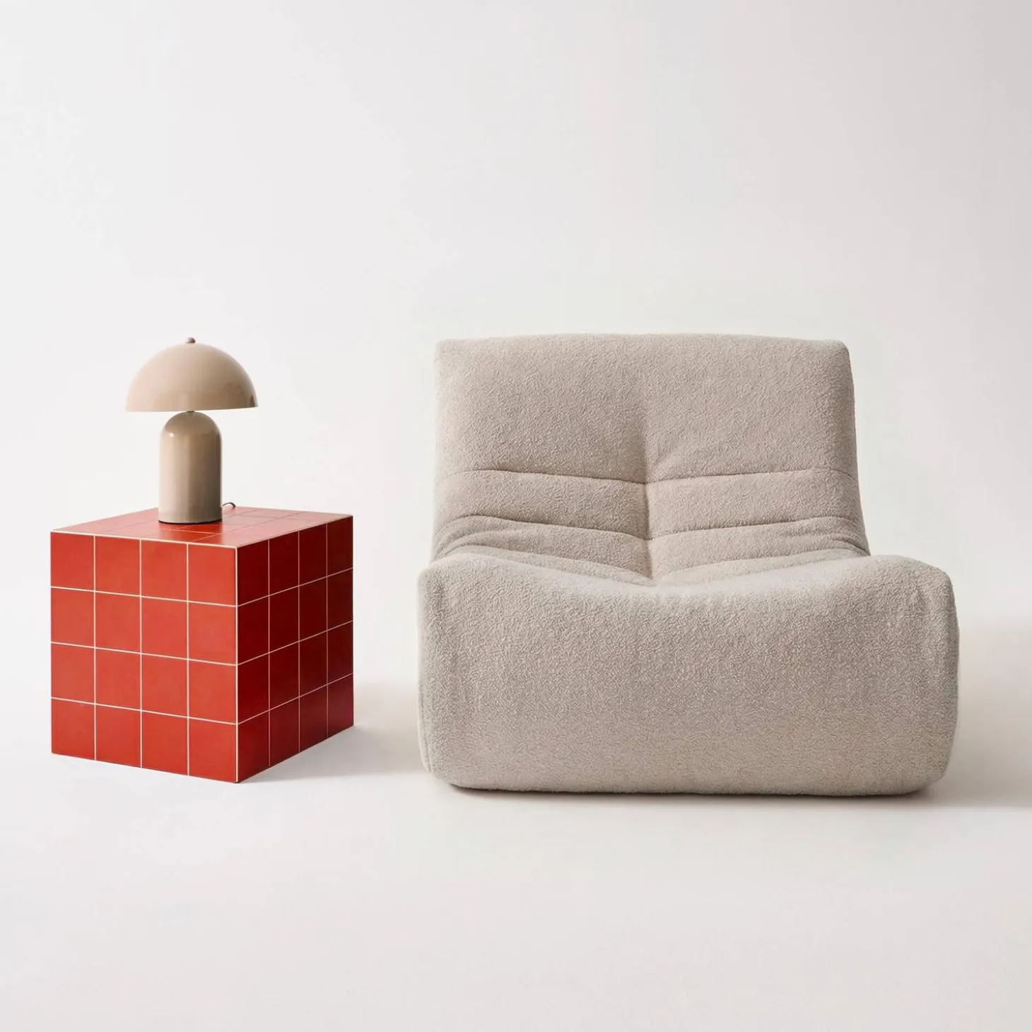Bijzettafel kubus matte keramieklook met tegels van 40 x 40 cm