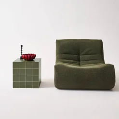 Bijzettafel kubus matte keramieklook met tegels van 40 x 40 cm