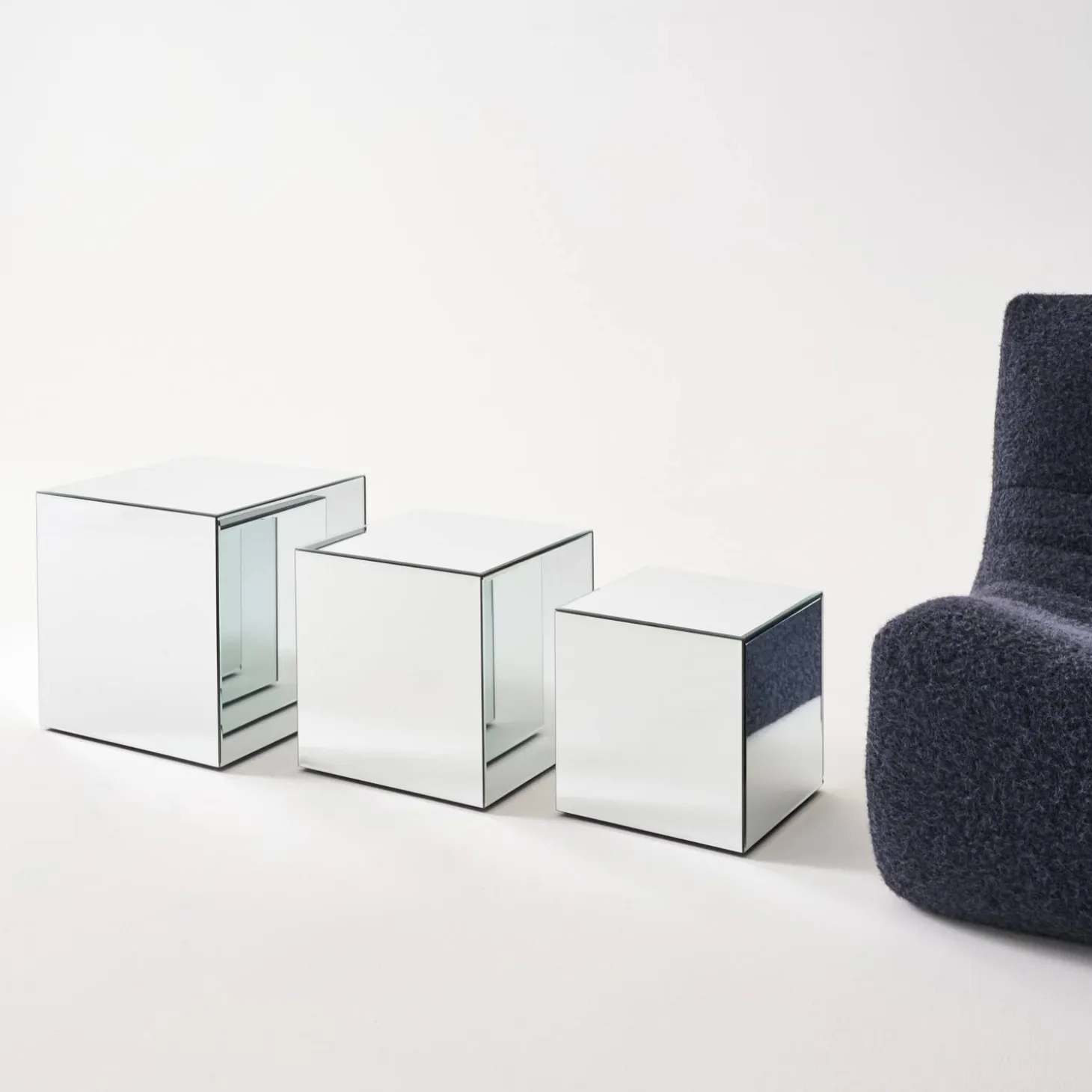 Bijzettafel kubus spiegelglas 40cm
