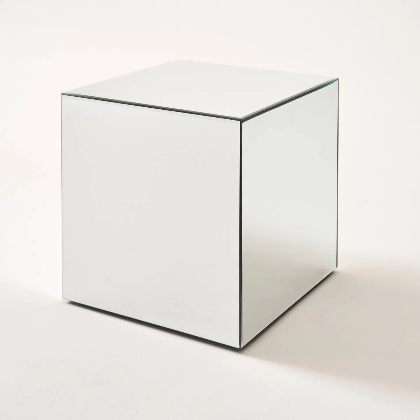 Bijzettafel kubus spiegelglas 40cm