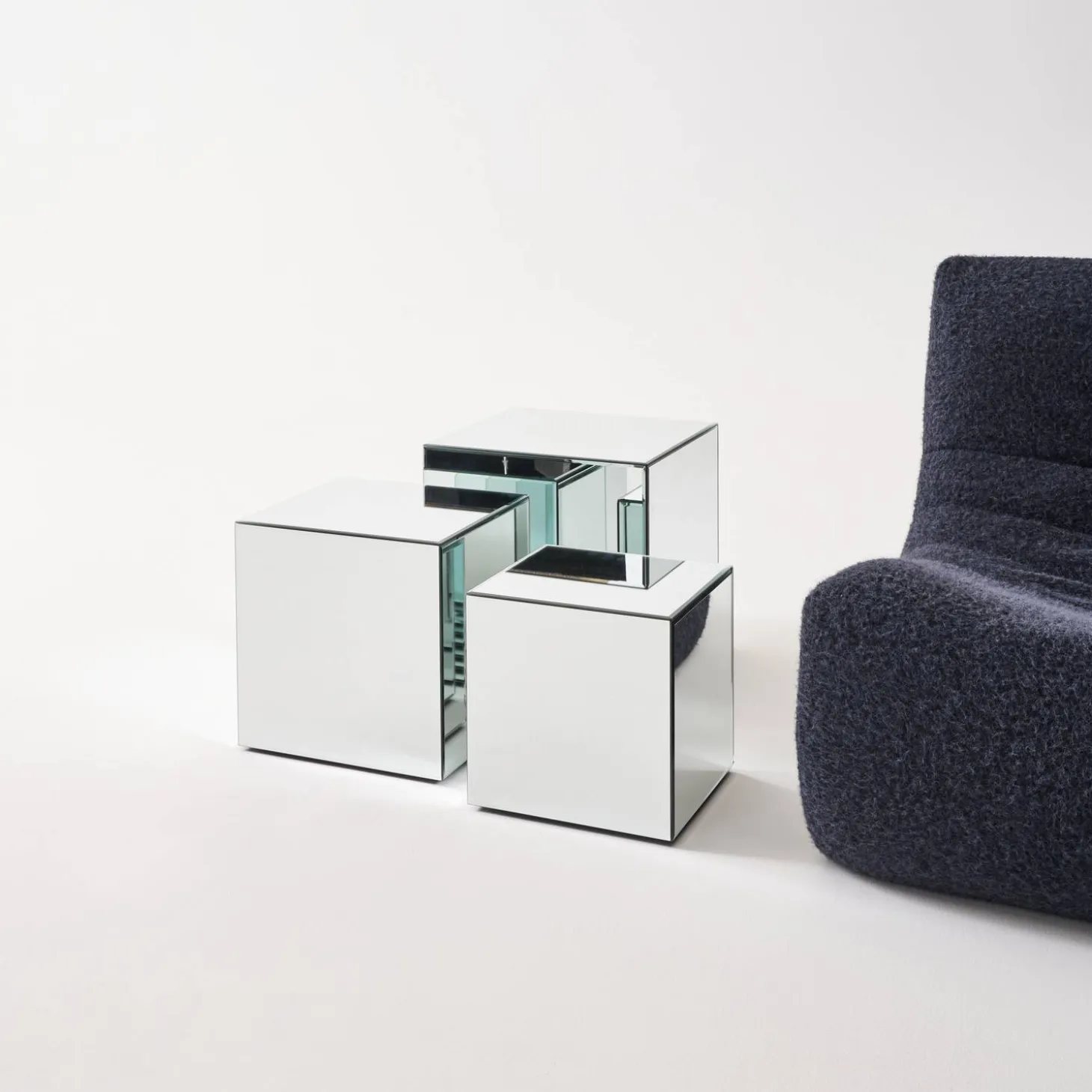 Bijzettafel kubus spiegelglas 30cm