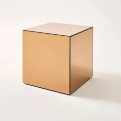 Bijzettafel kubus spiegelglas 30cm