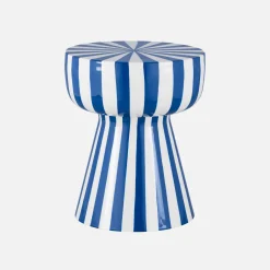 Bijzettafel, nachtkastje geëmailleerd staal gestreept Ø34 x H41cm