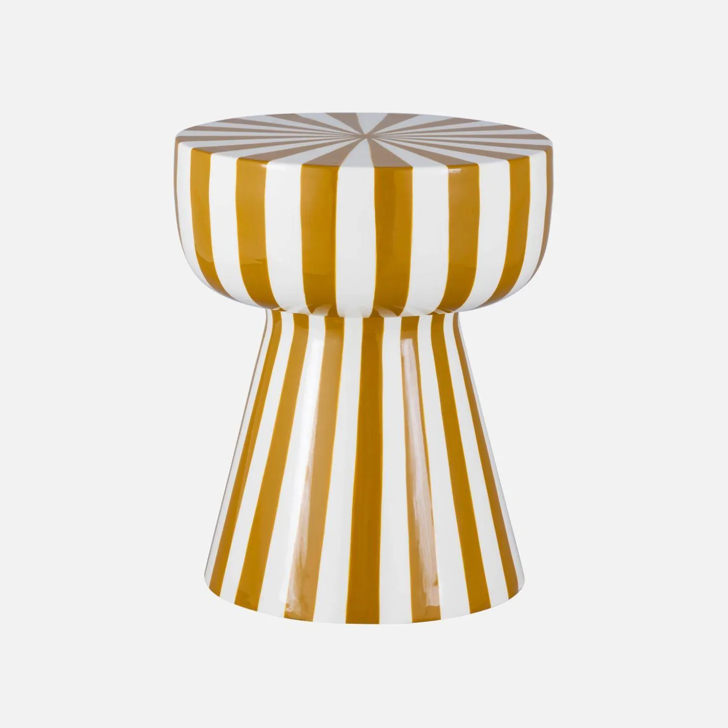 Bijzettafel, nachtkastje geëmailleerd staal gestreept Ø34 x H41cm