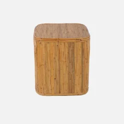 Bijzettafel, nachtkastje met vak, natuurlijk rotan (Set van 2)