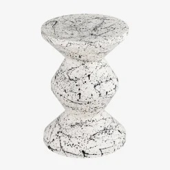 Bijzettafel, nachtkastje van geëmailleerd staal, gevlekt motief Ø33 x 47cm