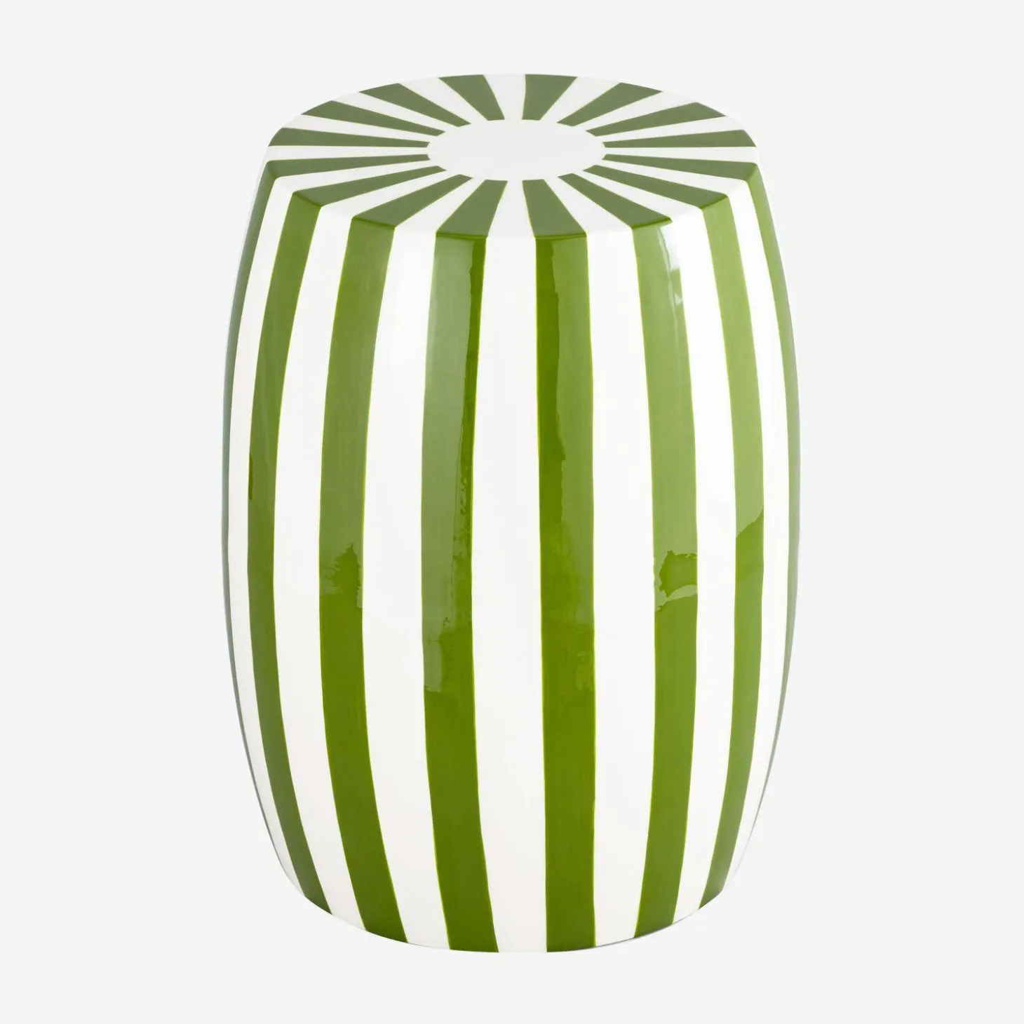 Bijzettafel, nachtkastje van gestreept geëmailleerd staal Ø35 x H 46cm