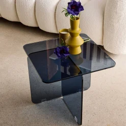 Bijzettafel vierkant gehard glas