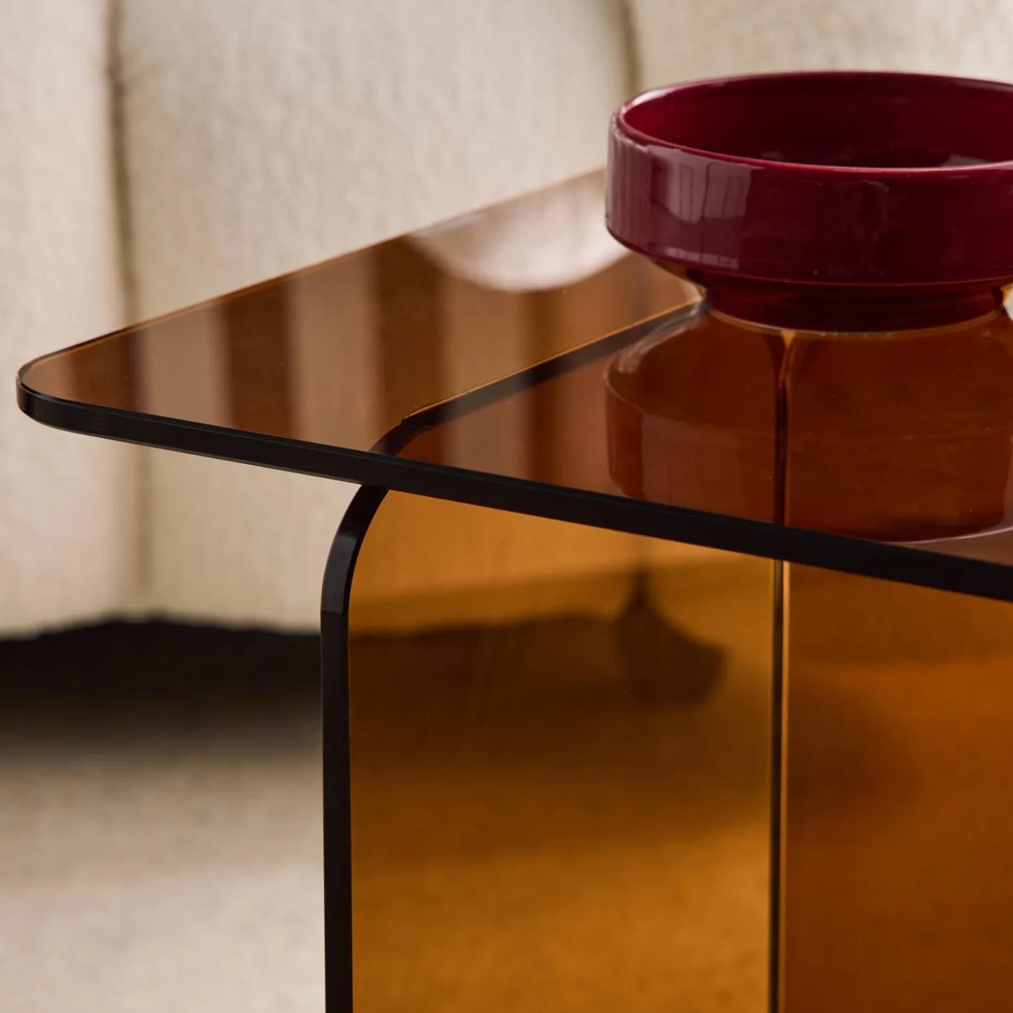 Bijzettafel vierkant gehard glas