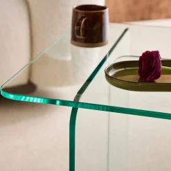 Bijzettafel vierkant gehard glas