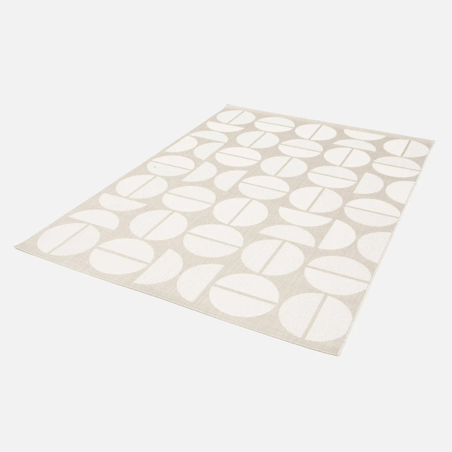 Binnen- en buitenkleed geometrische motieven, crème en beige