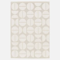 Binnen- en buitenkleed geometrische motieven, crème en beige