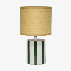 Binnen tafellamp keramiek lampenkap rotan effect H 28cm
