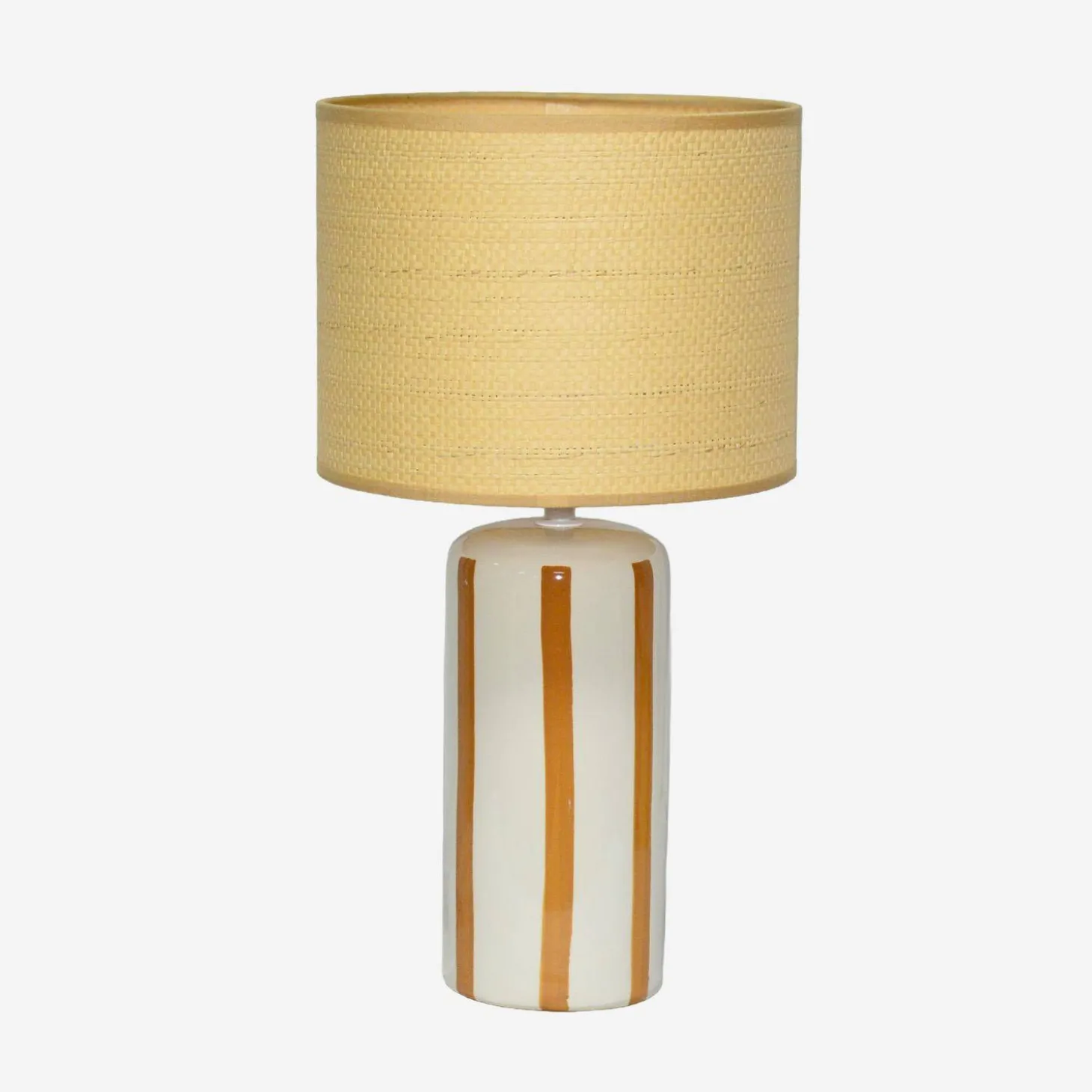 Binnen tafellamp keramiek lampenkap rotan effect H 44cm
