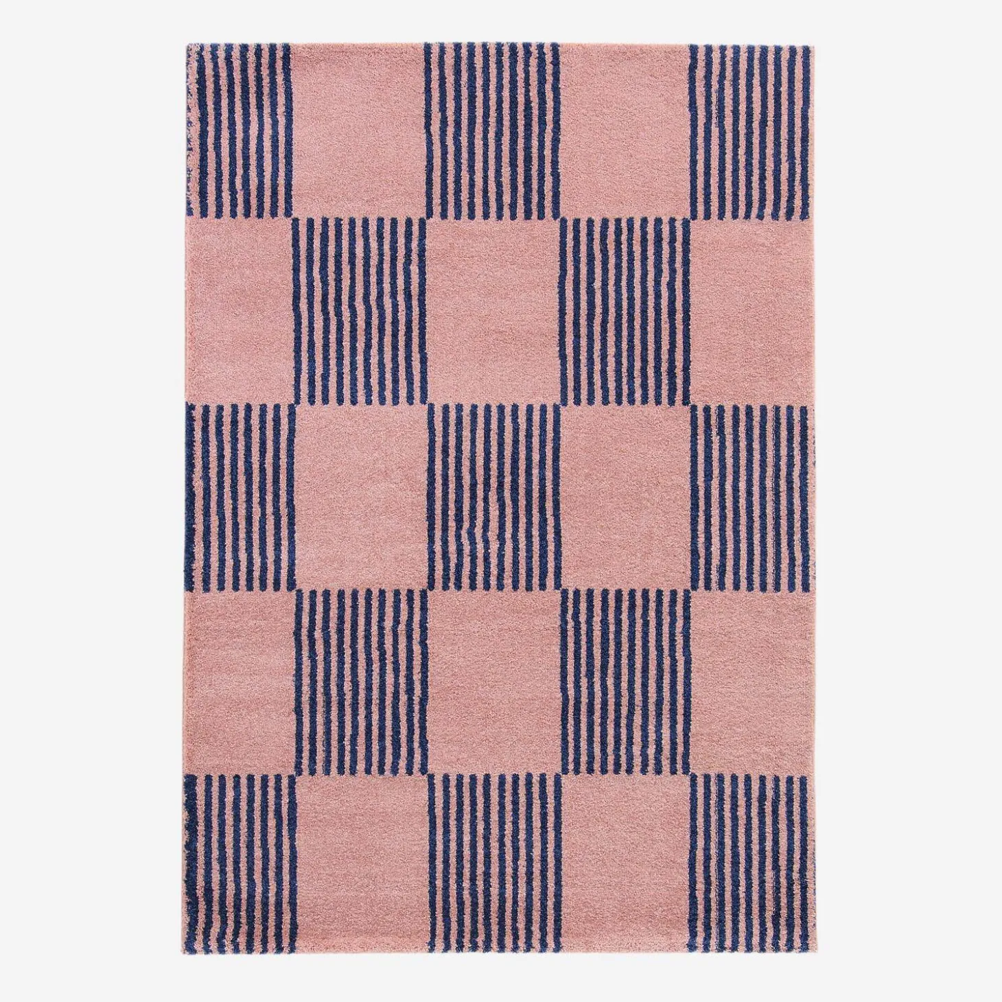 Binnen tapijt blauw en roze dambordpatroon