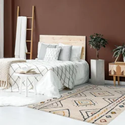Binnentapijt met Berbermotief crème, blauw en oranje