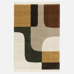 Binnentapijt met geometrische patronen, meerkleurig met franjes