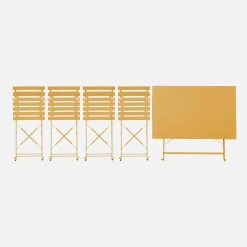 Bistrotafel met 4 stoelen inklapbaar metaal 110 x 70cm