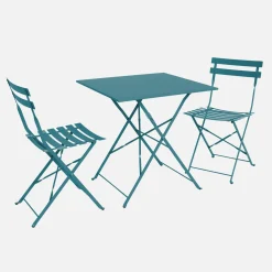 Bistrotafel met 2 stoelen inklapbaar metaal 70 x 70cm