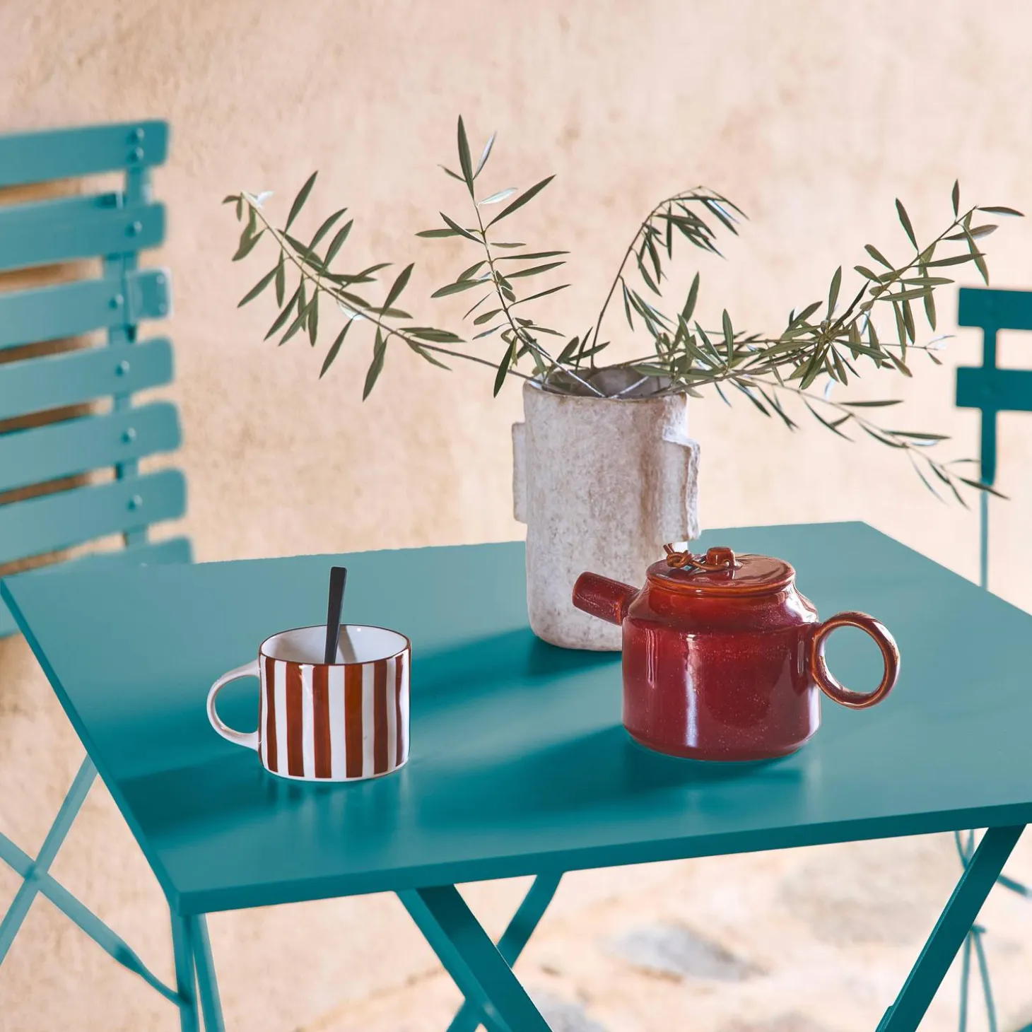 Bistrotafel met 2 stoelen inklapbaar metaal 70 x 70cm