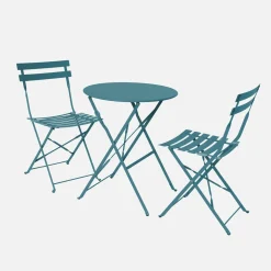 Bistrotafel met 2 stoelen inklapbaar metaal Ø60 x 70cm