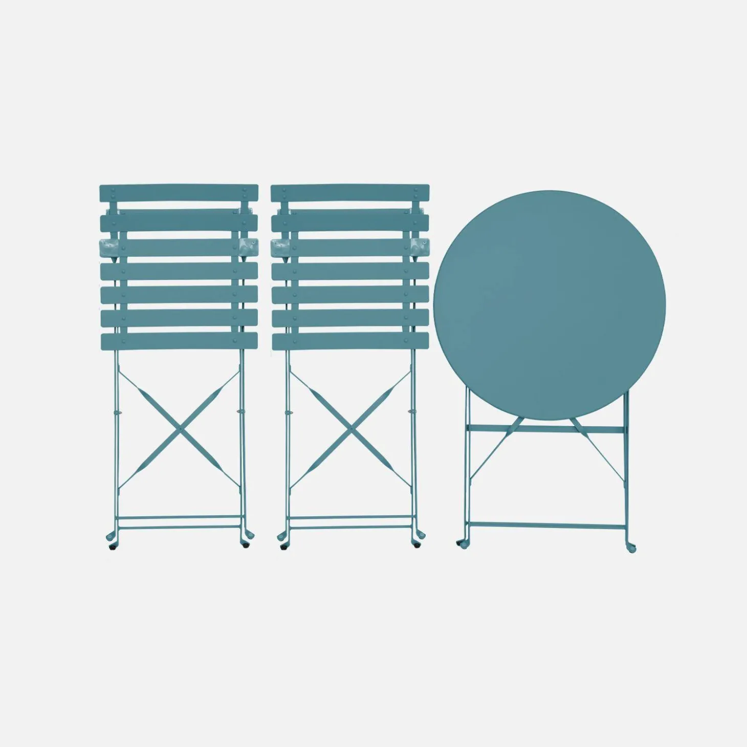 Bistrotafel met 2 stoelen inklapbaar metaal Ø60 x 70cm