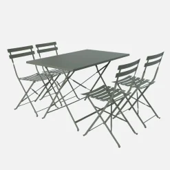 Bistrotafel met 4 stoelen inklapbaar metaal 110 x 70cm