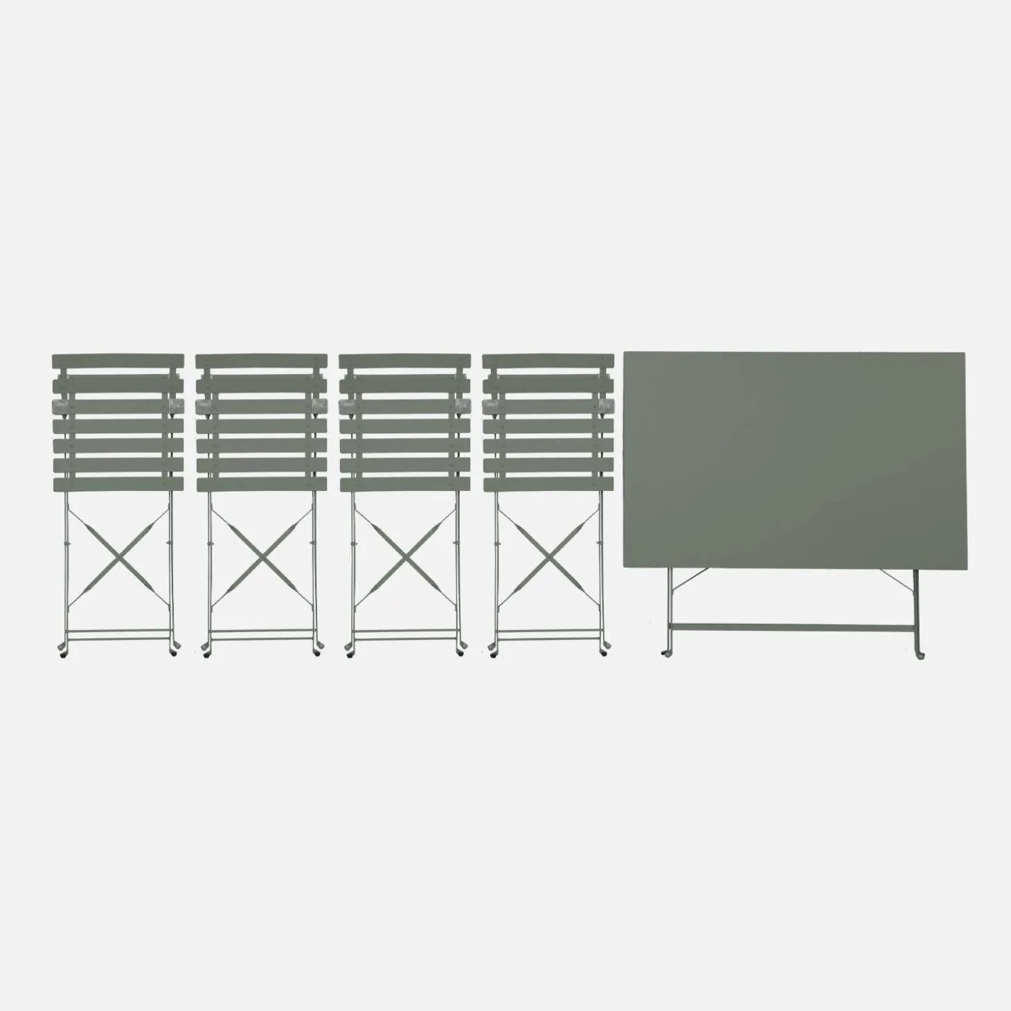 Bistrotafel met 4 stoelen inklapbaar metaal 110 x 70cm