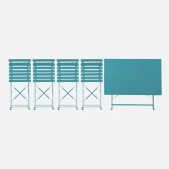 Bistrotafel met 4 stoelen inklapbaar metaal 110 x 70cm