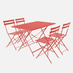 Bistrotafel met 4 stoelen inklapbaar metaal 110 x 70cm