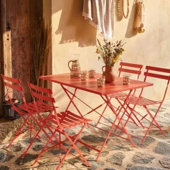 Bistrotafel met 4 stoelen inklapbaar metaal 110 x 70cm