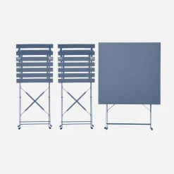Bistrotafel met 2 stoelen inklapbaar metaal 70 x 70cm