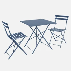 Bistrotafel met 2 stoelen inklapbaar metaal 70 x 70cm