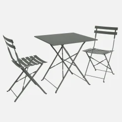 Bistrotafel met 2 stoelen inklapbaar metaal 70 x 70cm
